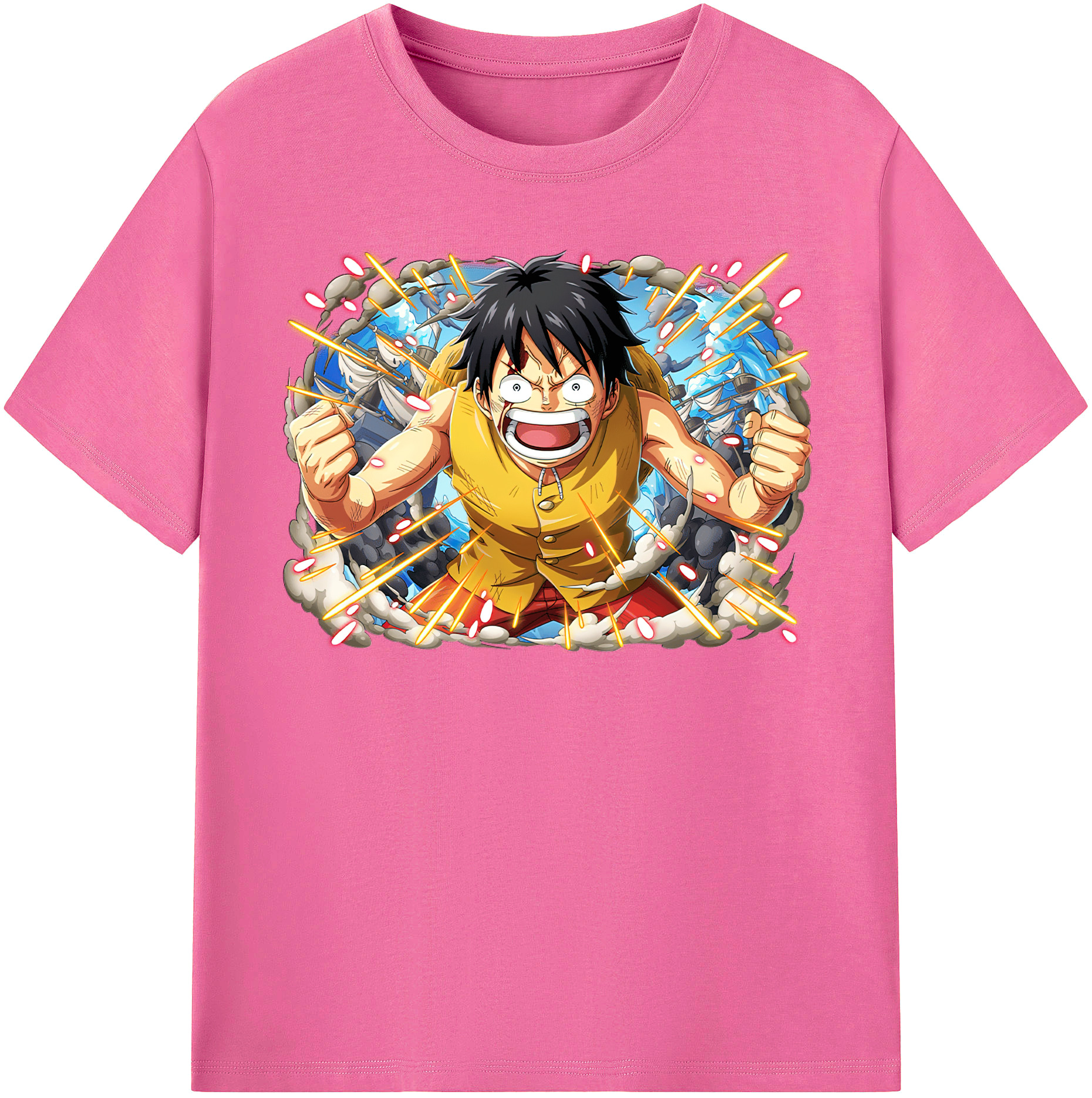 ワンピース モンキー・D・ルフィ ONE PIECE Monkey D. Luffy レディースカジュアルプリントTシャツ（綿100％）